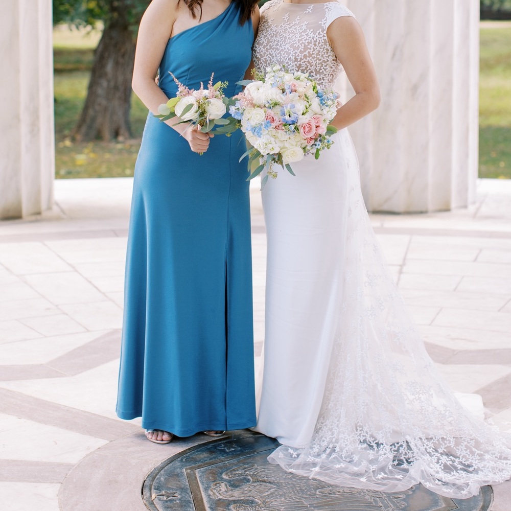 Birdy Grey Kira Bridesmaid Dress in Crepe Twilight, Size S (hemmed)